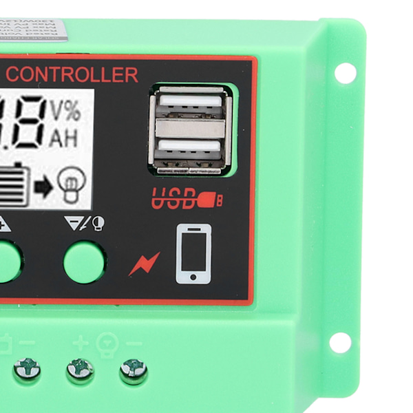 Solcellelader 12V/24V Solcellelader LCD-skjerm