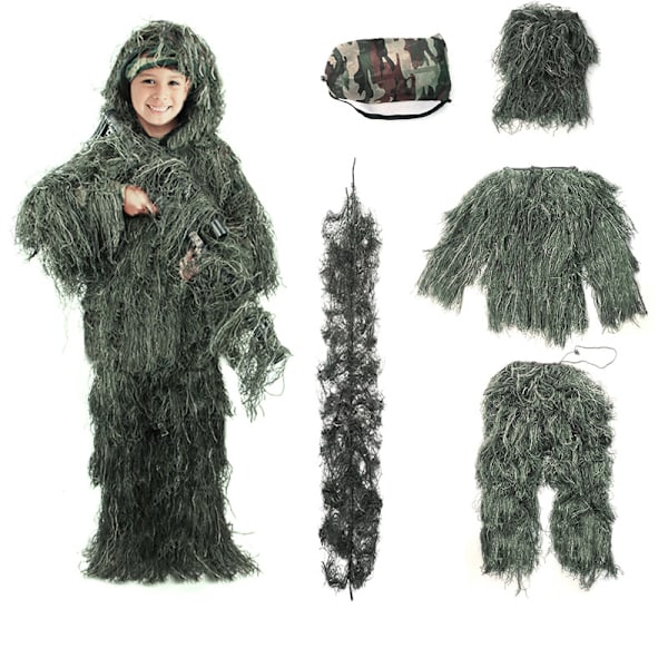 Lasten Ghillie-asu Sniper Halloween Armeijan asu Vihreä green 160
