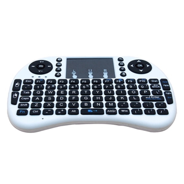 CQBB Mini 2.4GHz Multimedia Bærbar Trådløs Håndholdt Minitastatur med Touchpad Mus-i8 Bakgrunnsbelysning (Litiumbatteri) Hvit