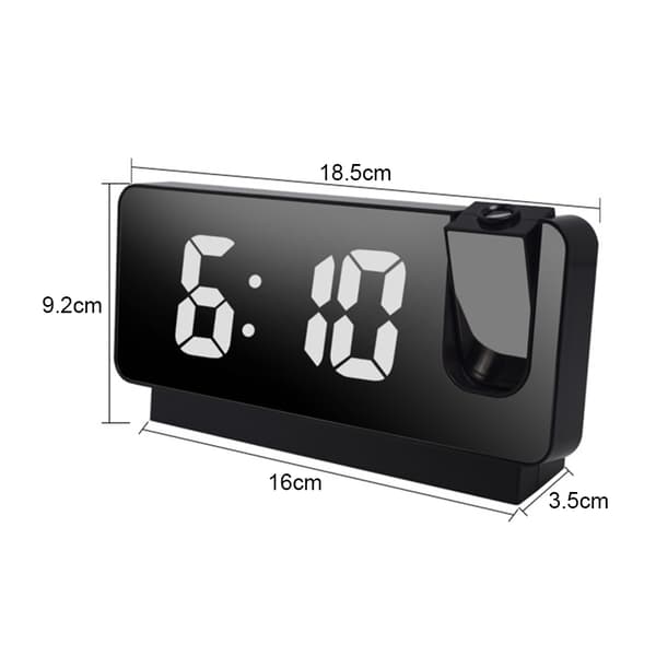 Smart Digital Projektionsur Justerbart Lydløs Automatisk Desktop LED Vækkeur[qb] Black