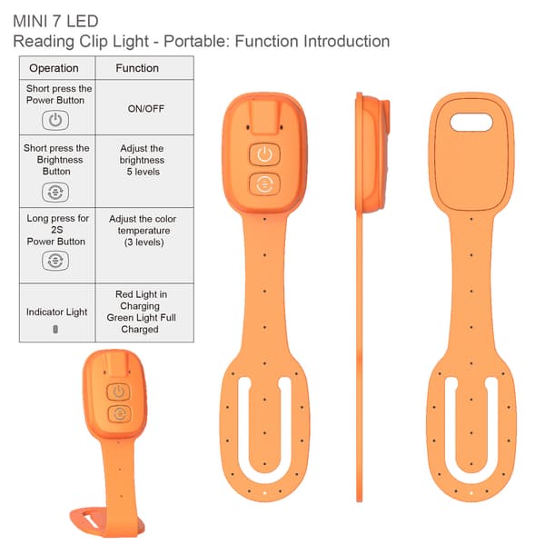 Kirjakiinnike USB-virralla, oranssinpunainen Orange-red