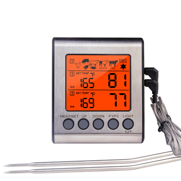 Ovns termometer Digitalt kjøkkentermometer med 2 temperaturer P