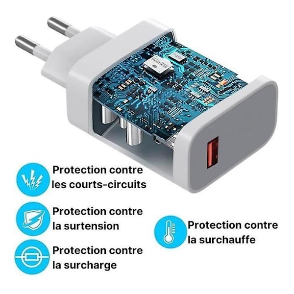 33W Nopea Laturi + USB-Kaapel Lenovo Tab M10 TB-X605-X605F-X605L-X605M 10.1\" - Valkoinen