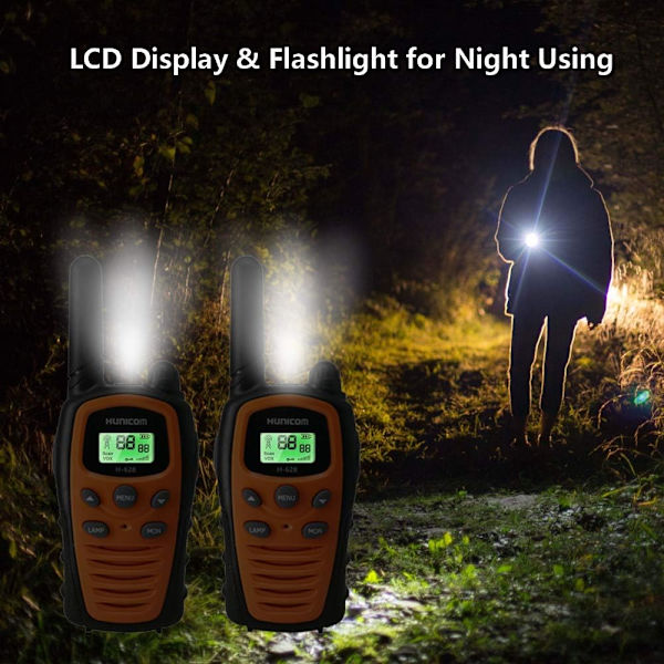 Långdistans Walkie Talkie för vuxna - PMR VOX Hands Free 5km Walkie Talkie med LED-bakgrundsbelysning