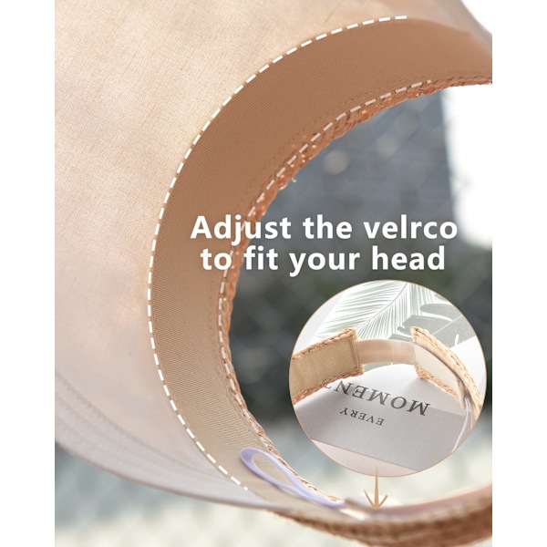 Solhatt Dam Halm Solskärmar Linne Dam Solhatt Packable Visor Hat Cap Dam Sommar Strand Visor Fällbar Rulla Upp Hästsvans
