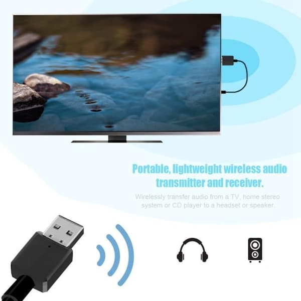 Bluetooth-sender og -mottaker 2 i 1 USB-lydsender Lader datamaskin Stereo-lydenhet for Bluetooth til kabel
