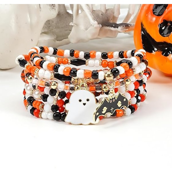 Halloween-armbånd Stapbar Heishi-perle Strekk-armbånd (Stil 15) Style 15