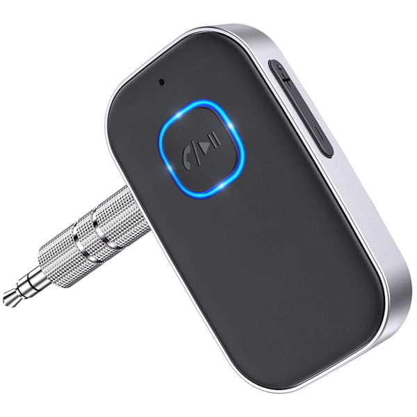 Bluetooth 5.0-mottagare för bil med brusreducering, AUX-adapter, hemmastereo/handsfree-samtal, Bluetooth-musik, 16 timmars batteritid - svart