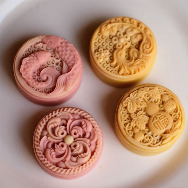 Mungbønne kageform med 4 sæler Phoenixes Mid-Autumn månekageform håndpresset kage dessert DIY bageværktøj