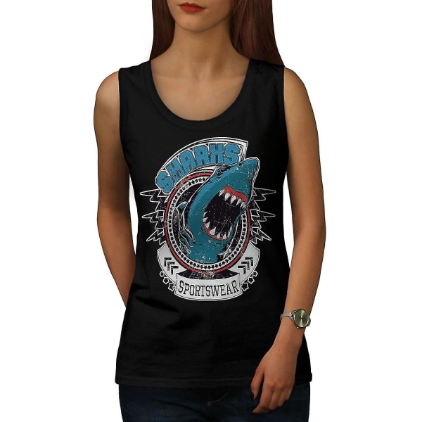 Sharks Gym Workout Dame Svart Tank Top S