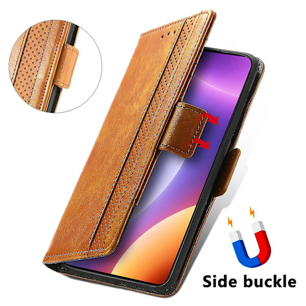 Caseneo 002-serie Telefonfodral för Xiaomi Redmi Note 12 Turbo / Poco F5 5g, skarvad PU-läder RFID-blockerande stativfodral