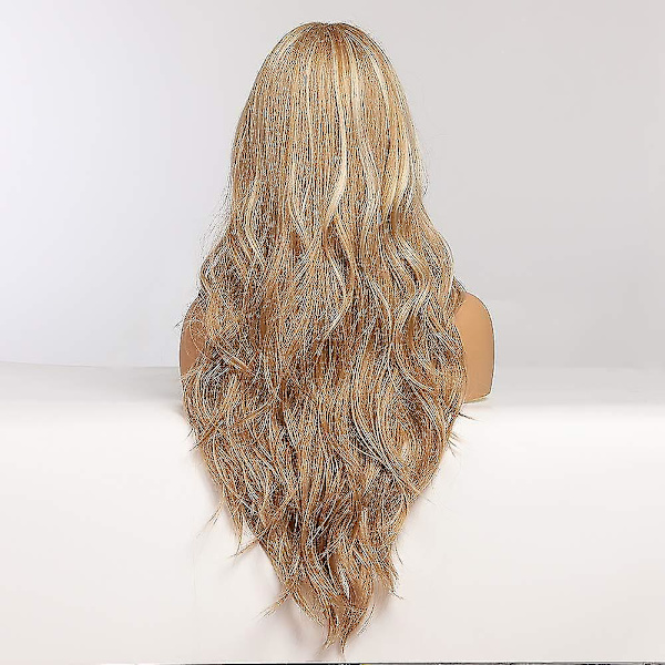 Lång blond peruk för kvinnor blond ombre peruker långa naturliga vågiga syntetiska peruker 26 tum blond