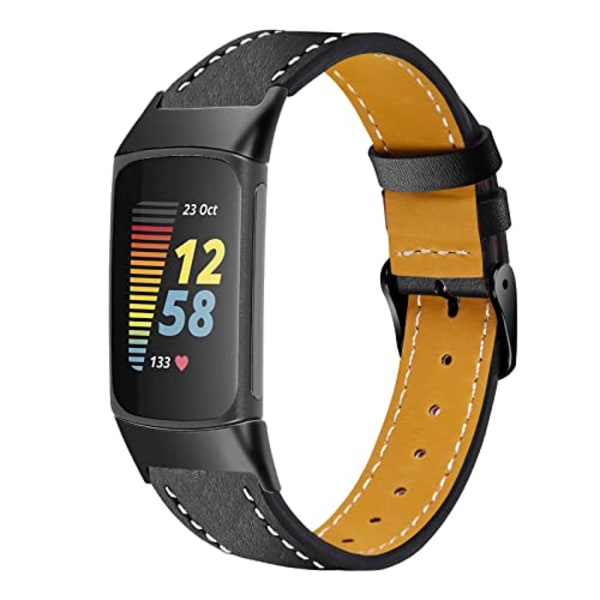 Kompatibelt Läderarmband för Fitbit Charge 6/Charge 5 - Äkta Läder Ersättningsarmband för Kvinnor och Män 0.1