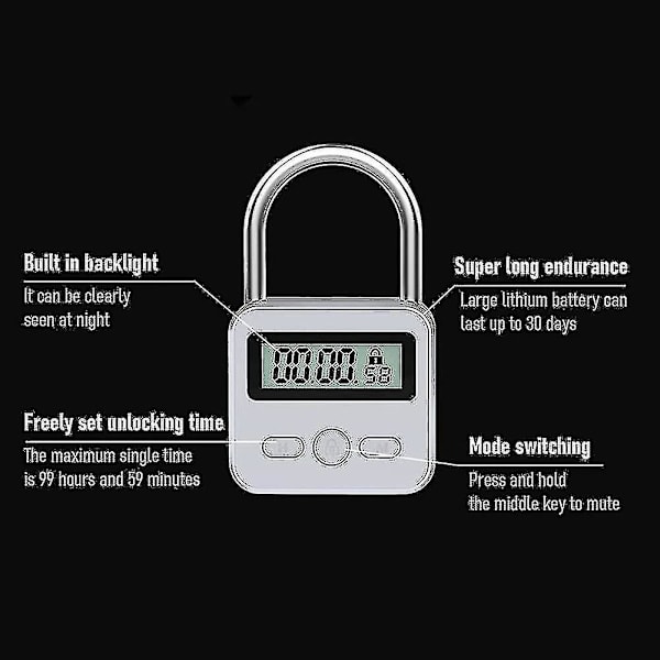 Smart Time Lock, 99 timmar Max Timing Lock med LCD-skärm Multifunktionell Elektronisk Återställningstimer AY -t