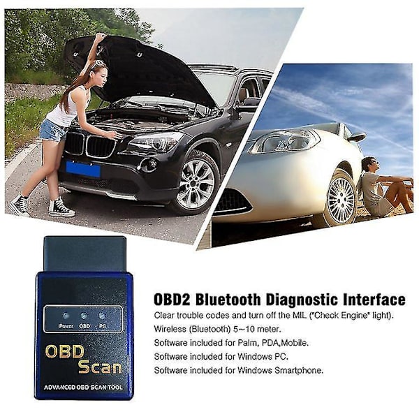 ELM327 OBD2 Mini Bildiagnostisk Scanner Bluetooth Værktøj