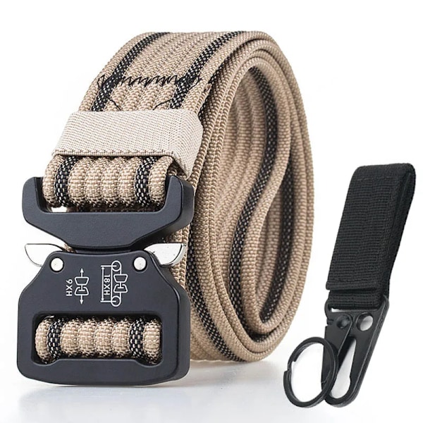Retro Politi Taktisk Bælte Stærk 1200D Ægte Nylon Militær Hær Bælte Rustfrit Metal Hurtig Udløsning Spænde Qutdoor Arbejdsbælte Khaki Khaki set 125cm Adjustable