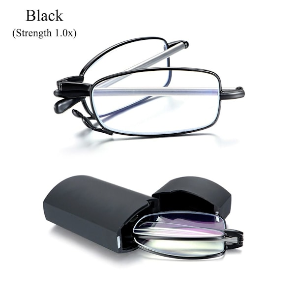 Fällbara läsglas Presbyopia Glasögon SVART STYRKA Svart Svart Black Strength 1.0x-Strength 1.0x