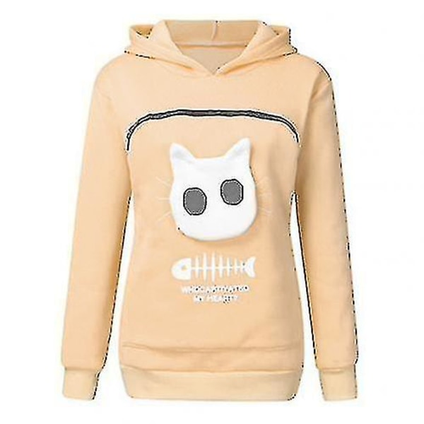 Genser Katt Elskere Hoodie Kenguru Hund Pet Paw Pullovers Kos Pung Genser Lomme Dyr Øre Hette Aprikos Apricot XXL