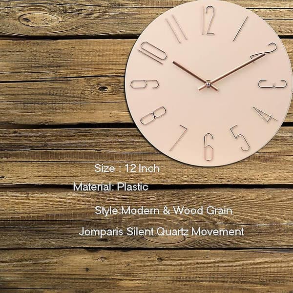 Klocka Modern Väggklocka 30cm Tyst Icke Tickande Batteridriven Trä Väggklockor - Beige