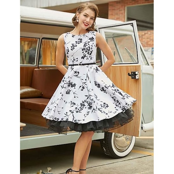 50-tals underkjol Rockabilly klänning Crinoline Tutu för kvinnor ZX Svart Black S