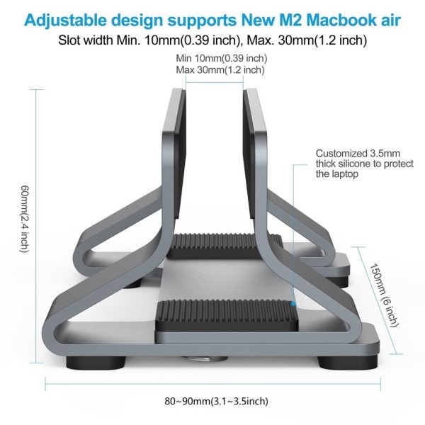Vertikal bærbar computer stand aluminium justerbar bærbar computer holder
