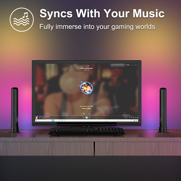 2 stk. til kreativ atmosfærelys musik sensorlys RGB stemmeaktiveret pickup rytmelys til rekreative steder