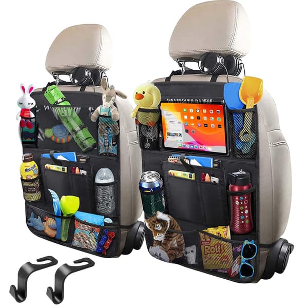 2-pak bagsædeopbevaring - Universal iPad-holder til biler, sort (BT)