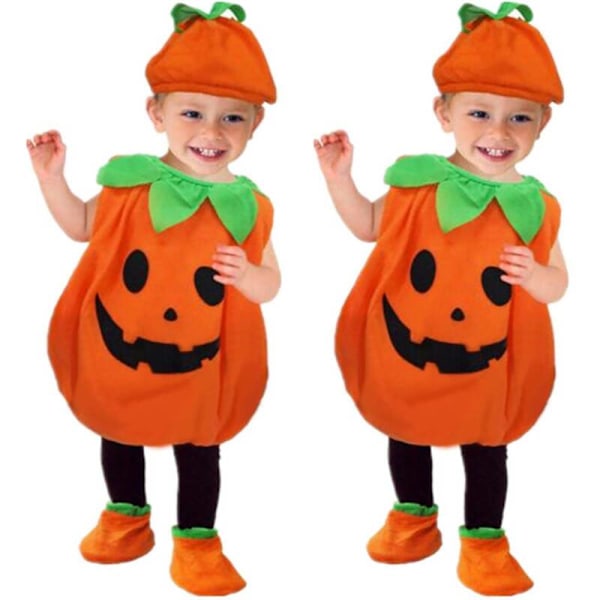 Barn Halloween Pojkar Flickor Pumpa Cosplay Kostym Klänning Outfits .q 2-3 Years