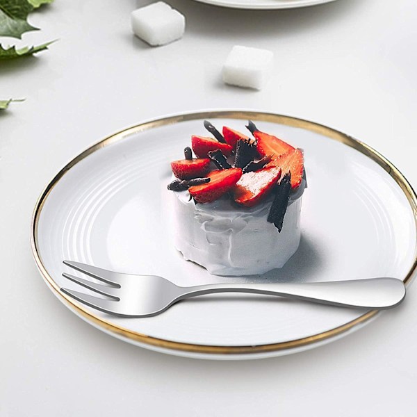 6 stk rustfrie dessertskeer til dessert, frugt og kage, opvaskemaskine-sikre