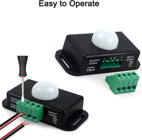 2-delt bevegelsessensorbryter 12v/24v Pir-sensor LED-bryterkontroll for fleksible LED-striper