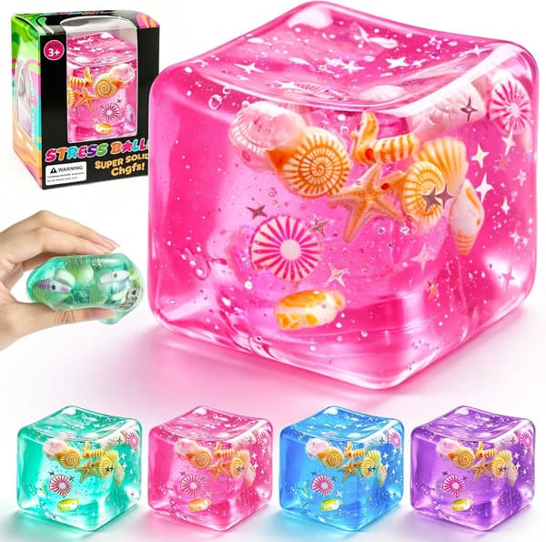 Ocean Shell Squishy Cube Stressaflastende Sensorisk Fidget Klemmelegetøj Pink