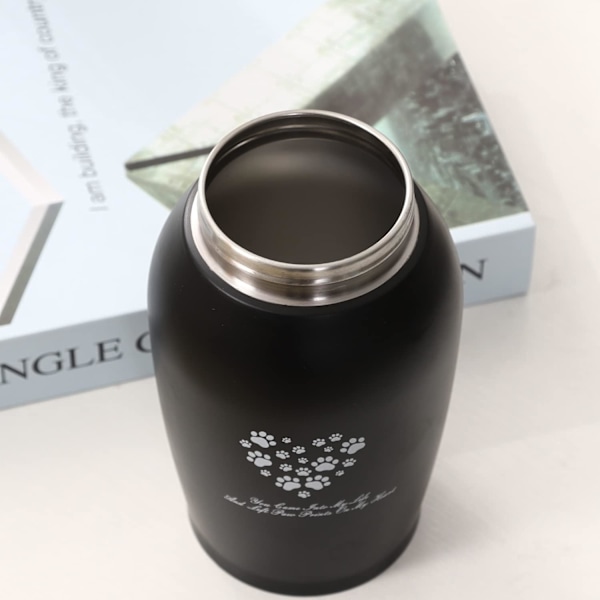 Kæledyr Kremering Urner, Kæledyrsurner til Hunde- og Katteaske, Poteaftryk Souvenir Urner, Kæledyrsmemorial Urne (medium, sort)