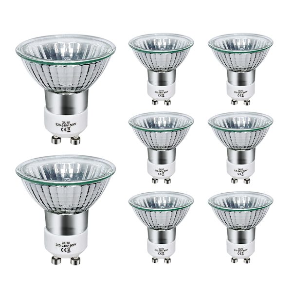 GU10 halogenlampor 50W dimbara-220V GU10 halogen spotlightlampor-2800K varm med-700 lumen（8-pack）