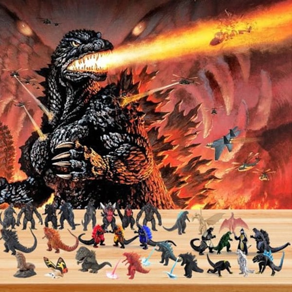 Godzilla-figur i julekalender 2024 - 24 dages nedtælling, blindbox, overraskelsesgave