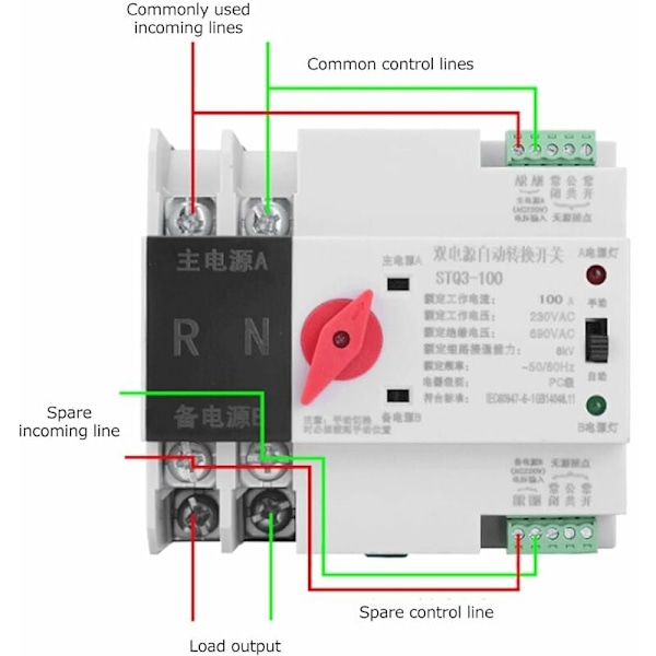 Transfer Switch (100A/2P), Dobbelt Effekt Automatisk Transfer Switch,