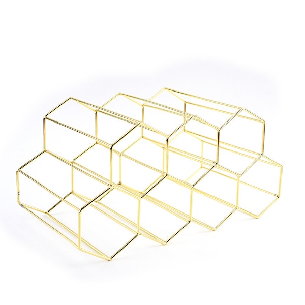 Guld Metal Vinstativ, Bordplade Vinstativ, 9 Flasker Bordplade Vinstativ til Opbevaring