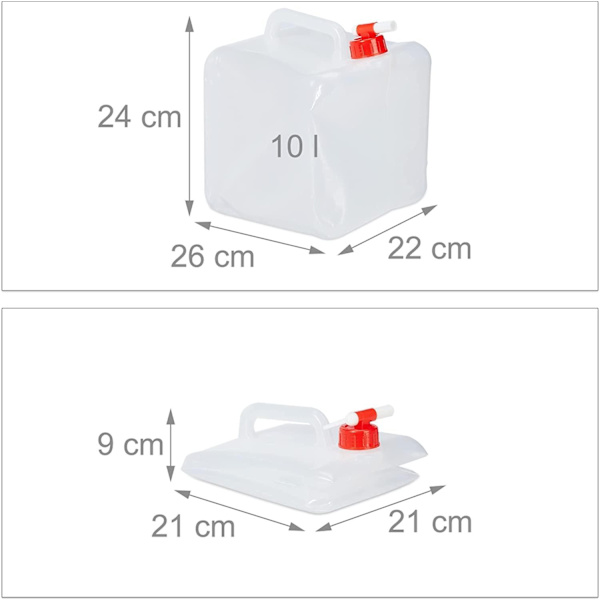 2-PACK 10L Bärbar Hopvikbar Vattenkanna med Kran-WELLNGS