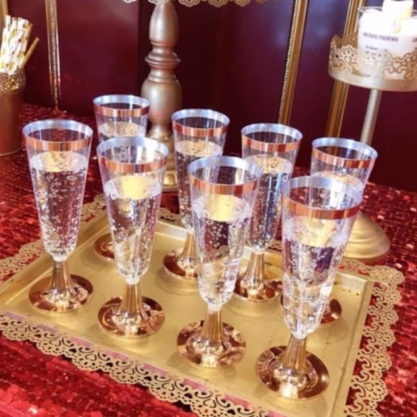 6 st/set 150 ml engångsglas i plast för rött vin Gold