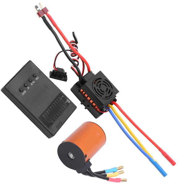 Vanntett 3650 4300KV Børsteløs Motor 60A ESC Programmeringskort Combosett for 1/8 1/10 RC Bil