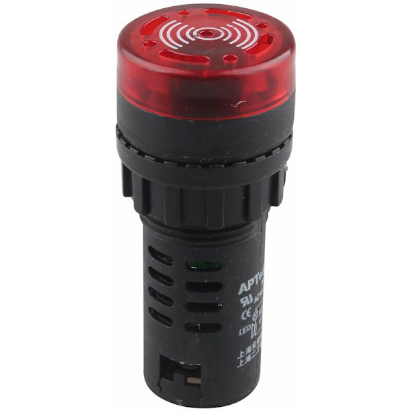 Ad16–22SM LED Buzzer Alarm Signal Blinklys Advarselslys DC 12V 20mA 22mm Diameter