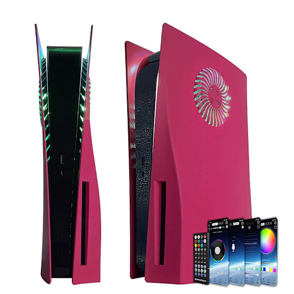 Kuori jäähdytysrei'illä ja RGB-valonauhalla, jossa yli 400 tehostetta, LED-valorengas, konsolin kansi PlayStation 5 Disc Editionille Cosmic Red Led