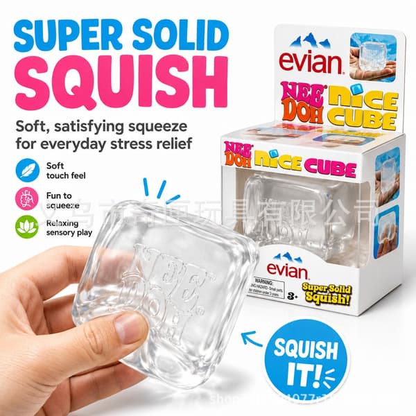 NeeDoh Drink Style Squishy Legetøj, Ice Cube Sensorisk Stressaflastende Fidget, Blødt Klemme Dekompressionslegetøj