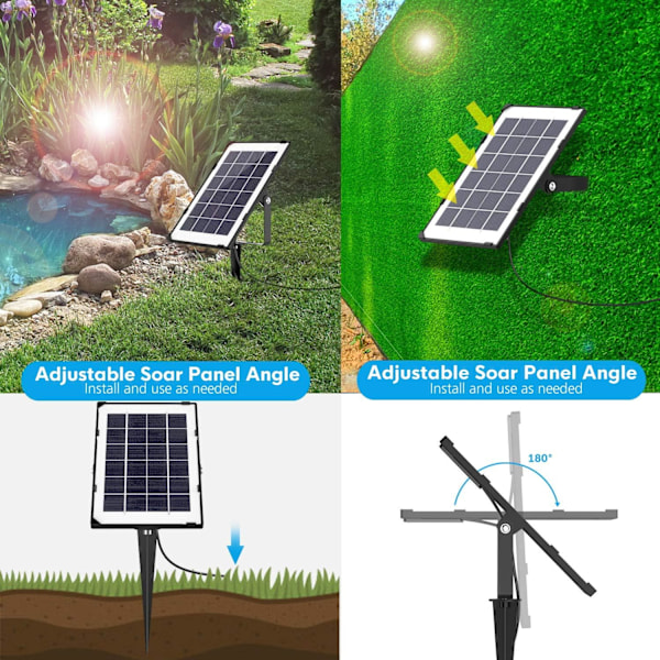 Solarluftpumpe, akvariebelufter, dam belufter med akvarie iltslange og luftsten (Sort)[qb]