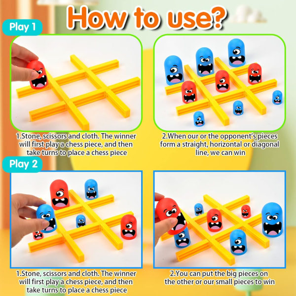 Big Eat Small Tic Tac Toe Spel Set, 2 spelare Blå Röd Gobblet Go