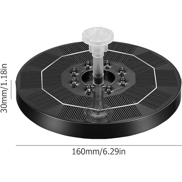 Utomhus solcellsfontän för trädgård, solcellsfontänpump med 6 munstycken