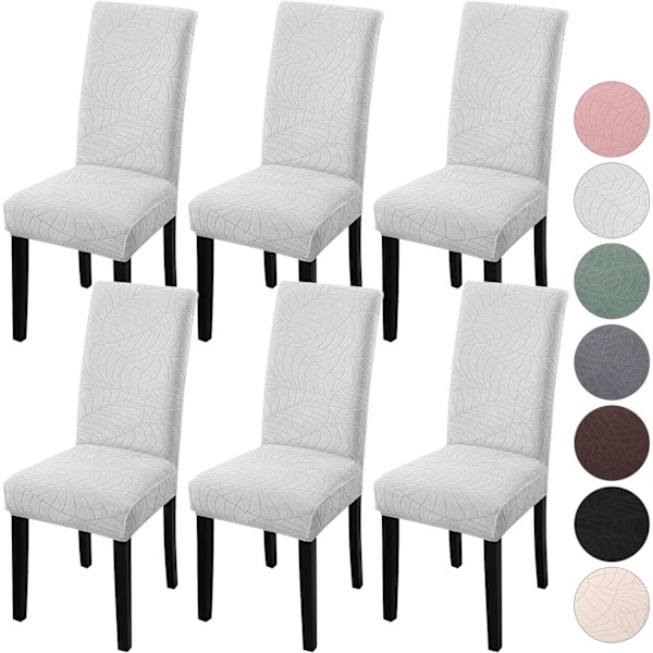 4-pack julstolsöverdrag, stretchiga, avtagbara, tvättbara matsal Ljusgrå Leaves-light Gray 6