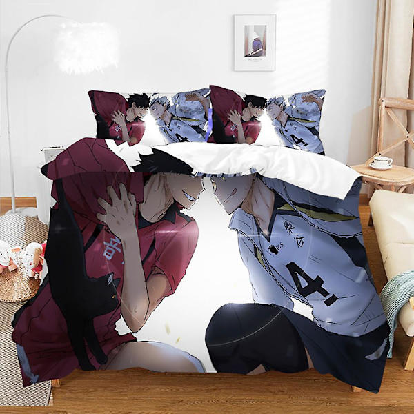 Haikyuu 3D-tryckt sängklädesset örngott barn present färg 8 AU single 140x210cm