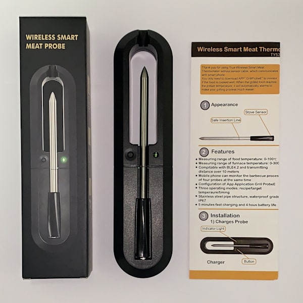 Trådlös Smart Kötttermometer, Ugn Grilltermometer med Bluetooth