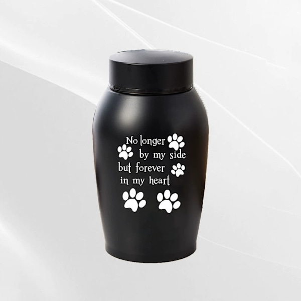 Kremationsurnor för husdjur, Urnor för hund- och kattaska, Minnesurnor med tassavtryck, Minnesurna för husdjur (medium, svart)