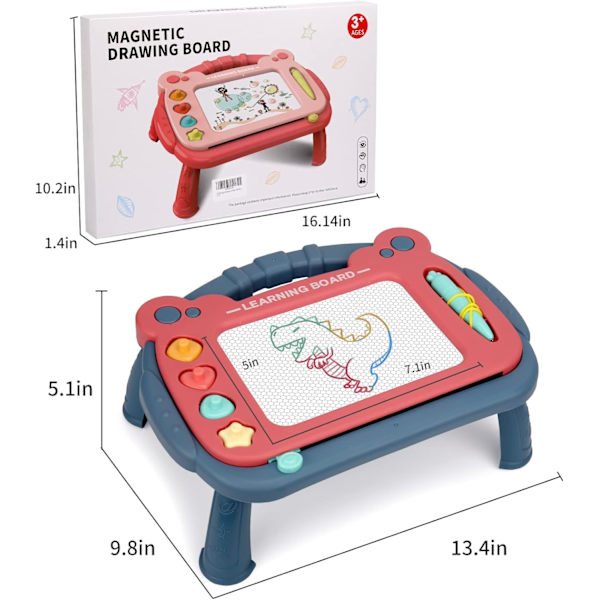 Magnetisk Rittavla för Småbarn 1-3 år, Färg-Radera Doodle Skrivplatta, Målnings-Skissblock, Bästa Födelsedagspresent Påsk Jul för Pojkar och Flickor (Blå)